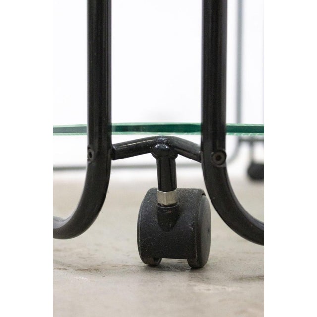 Black Vintage Two-Tier Table in Metal Tubing and Glass, Italy, 1980s For Sale - Image 8 of 10