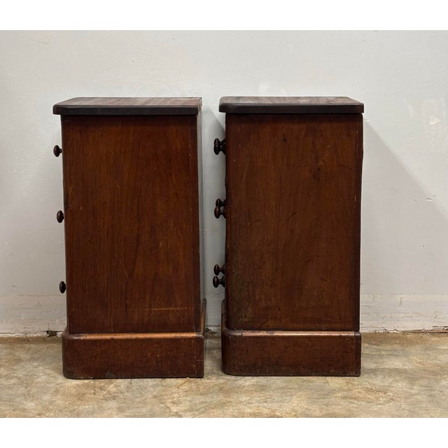 Brown Antique English Mahogany Nightstands For Sale - Image 8 of 10
