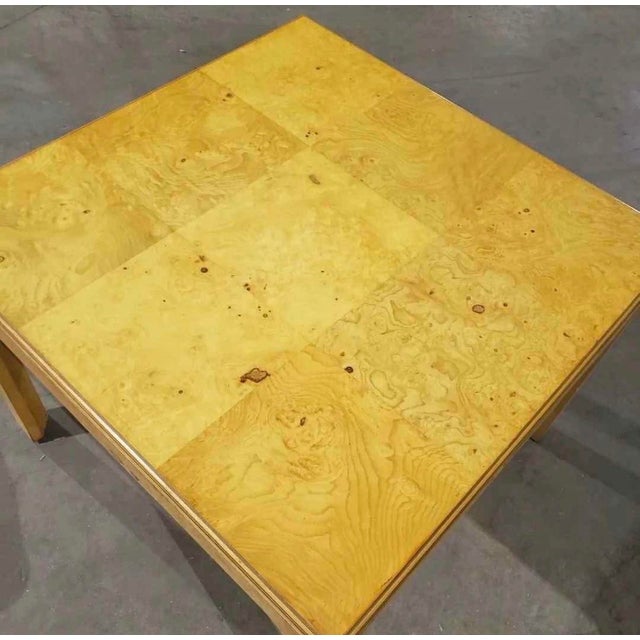 Henredon 1980s Burl Wood Henredon Square Game Card Small Dining Table in Mint Condition For Sale - Image 4 of 6