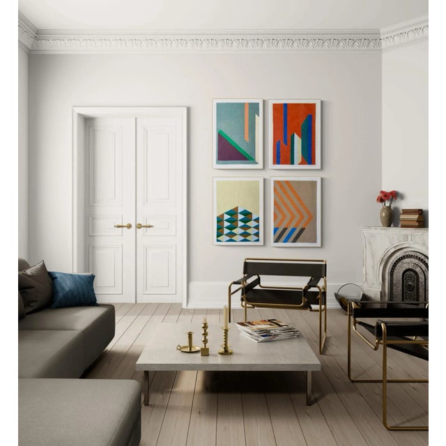 Mid-Century Modern Geometric Color Pencil Design Drawing For Sale - Image 3 of 6