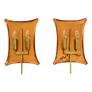 Large Mid-Century Church Wall Lamps in Copper and Brass, 1950s, Set of 2 For Sale