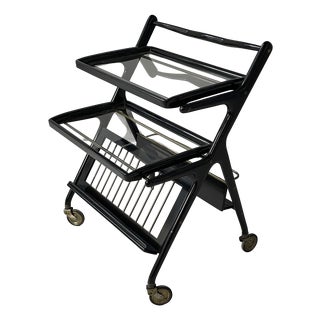 Mid-Century Modern Italian Serving Bar Cart by Cesare Lacca, 1950s For Sale