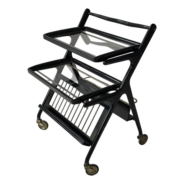 Mid-Century Modern Italian Serving Bar Cart by Cesare Lacca, 1950s For Sale