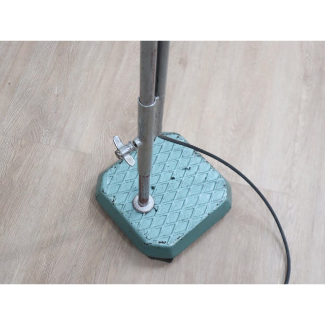 Industrial Adjustable Floor Lamp in Green Hammertone, 1960s For Sale - Image 10 of 12