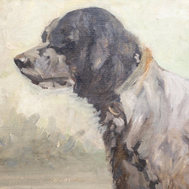 The American School Late 19th C./Early 20th C. English Setter Portrait, Acrylic and Oil on Canvas For Sale - Image 3 of 5