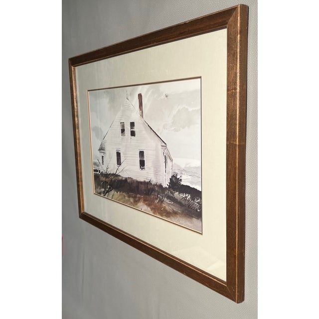 1960s Andrew Wyeth Print Bradford Farmhouse Maine 23x17 Offset Litho Framed For Sale - Image 5 of 5