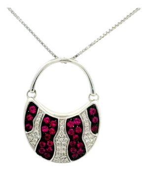 Mikimoto Ruby Diamond 18k White Gold Swing Bag Pendant Chain