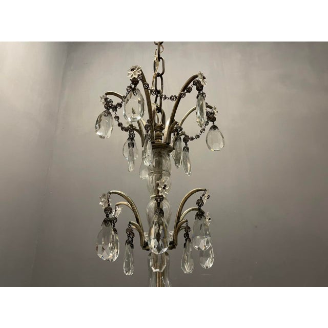 Italian Silver Crystal Chandelier, 1940s For Sale - Image 14 of 17