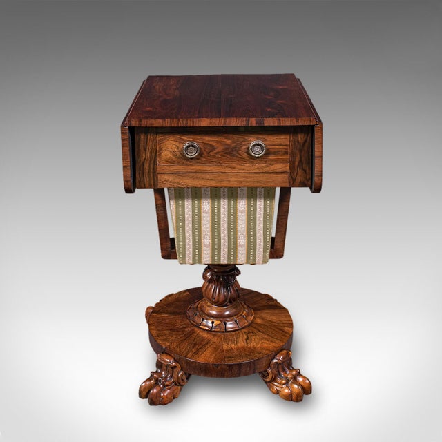 Antique Ladies Hobby Table, English, Drop Leaf, Sewing, Parlour, William IV For Sale - Image 6 of 12