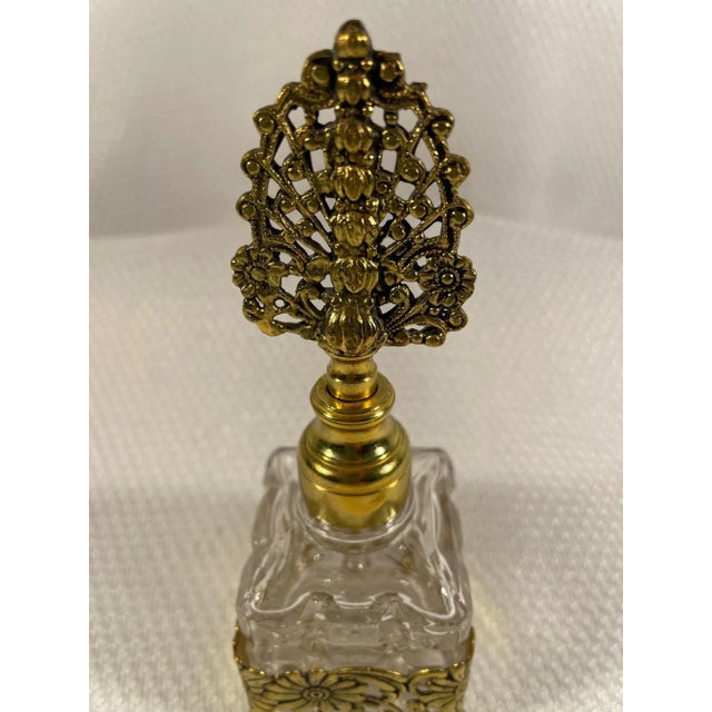 Vintage French Style Cut Crystal Perfume Bottle in Stand For Sale - Image 4 of 11
