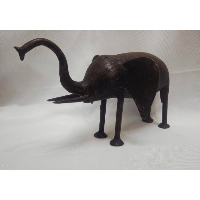 Mid 20th Century African Bronze Elephant Sculpture Art For Sale - Image 11 of 16