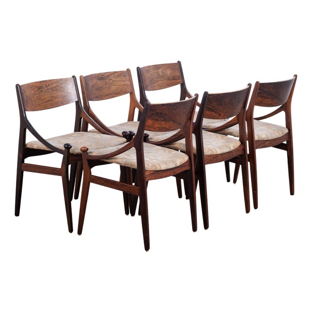 Dining Chairs in Rosewood by Vestervig Erikson for Brdr. Tromborg, 1960s, Set of 6 For Sale