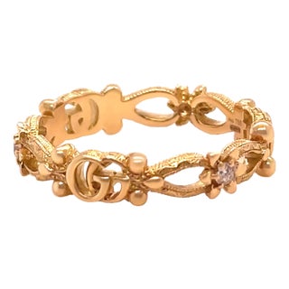Gucci 18ct Yellow Gold Flora Diamond Ring 0.06ct 2.89g, Size 6 For Sale