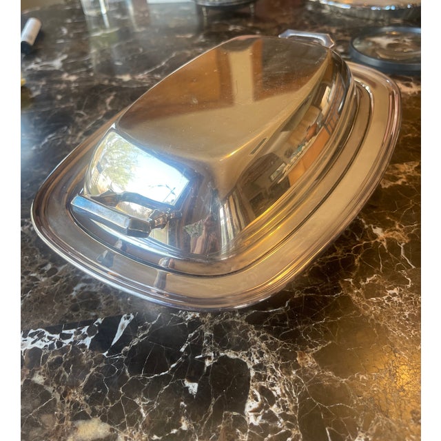 Mid-Century Modern Silver Warming Dish With Cover For Sale - Image 3 of 7