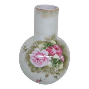 Lefton 1266 Hand Painted Pink Roses Japanese Bulbous Vase 4389b
