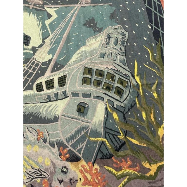 Textile The Sunken Nave Tapestry from Aubusson, 1930s For Sale - Image 7 of 18