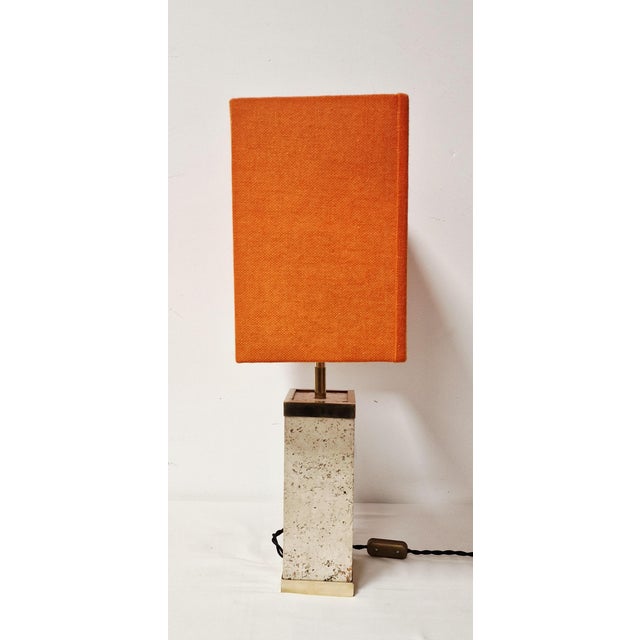 Mid-Century Modern Travertine and Resin Table Lamp, 1980s For Sale - Image 4 of 11