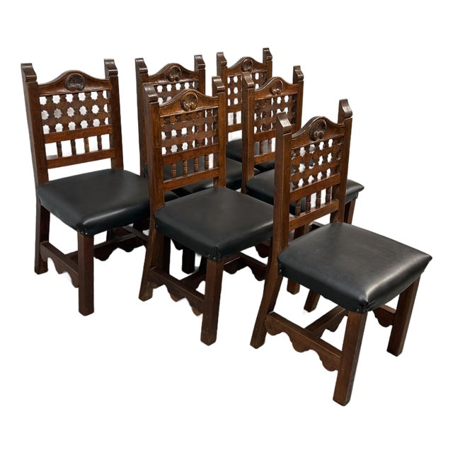 Moorish Revival Carved Dining Chairs, Set of Six For Sale