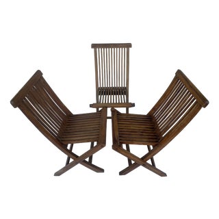 Teak Folding Chairs from Garden Pleasure, 1970s, Set of 3 For Sale
