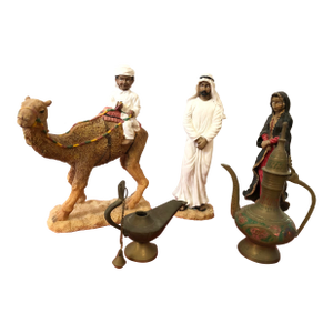 1990s Arabia Heritage Figures / Aladdin Genie Lamp Alloy Oil Lamps Incense Burner Ornate Rare Vintage Decoration