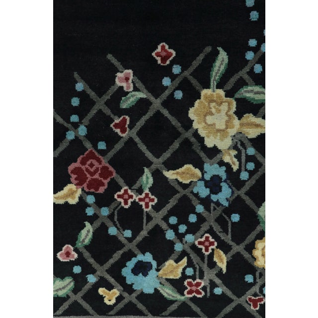 Rug & Kilim Chinese Style Art Deco Rug in Black & Red with Colorful Florals - 12'x15' For Sale In New York - Image 6 of 7