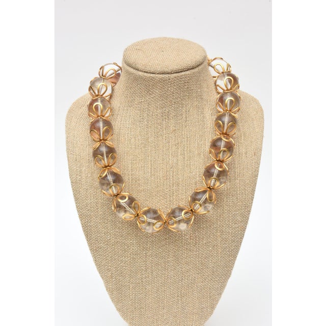 Metal Vintage Anne Klein Lucite and Gold Filled Loop Ball Necklace, 1980's For Sale - Image 7 of 9