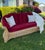 Vintage Coastal Wicker Sofa With Channel-Tufted Cranberry Cushions For Sale - Image 10 of 10