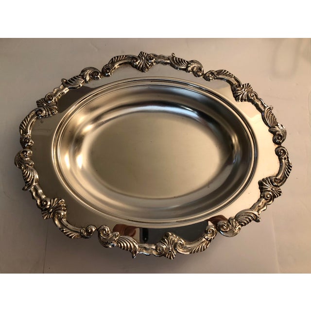 Vintage Silverplate Serving Dish With Scroll Edge For Sale - Image 9 of 9