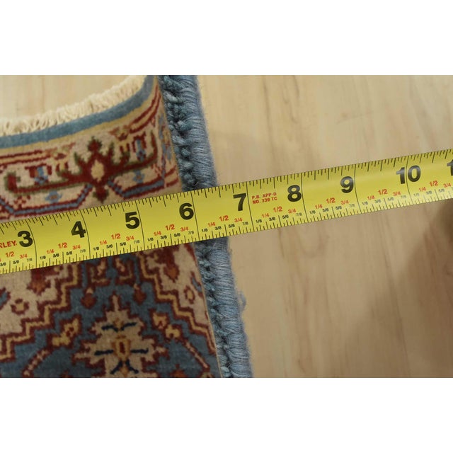 Heriz Runner 2’6” X 8’1” Blue Wool Tribal Hand-Knotted Oriental Rug For Sale - Image 10 of 12