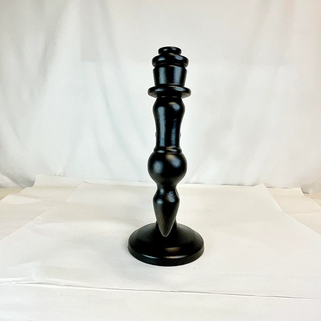 Mid 20th Century Cinco De Mayo - Vintage Boho Chic Mexican Ebonized Hand-Turned Wood 3-Arm Candelabra. For Sale - Image 5 of 9