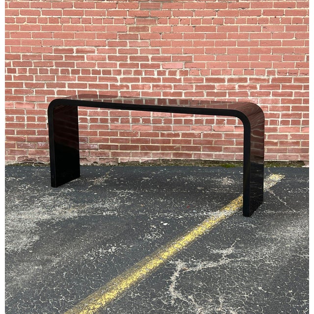 Waterfall Console Table in Black Laminate For Sale - Image 6 of 9