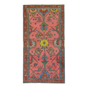 Traditional Coral Background 20th Century Antique Persian Rug