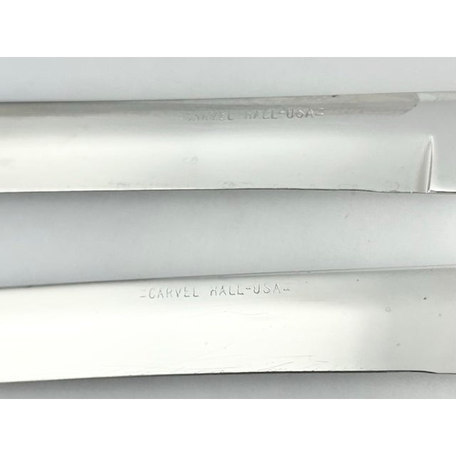 1970s Vintage Carvel Hall 3-Piece Stainless Carving Knife & Fork Set With Wooden Case For Sale - Image 5 of 10