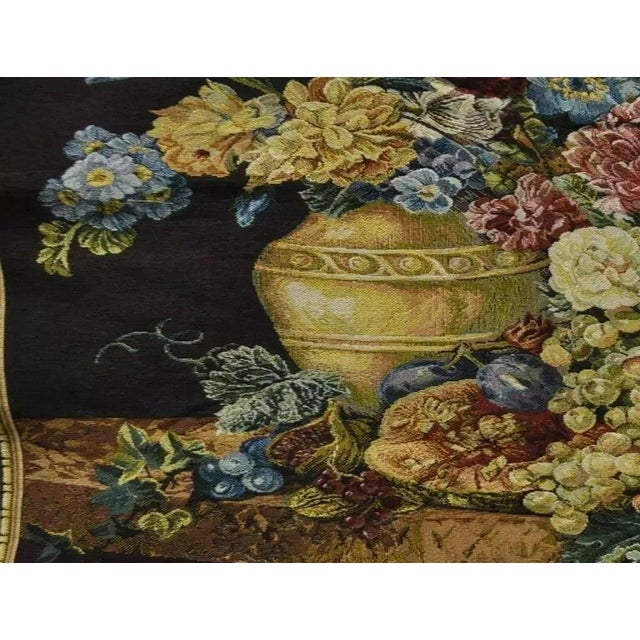 French Wall Hanging Tapestry Jacquard Aubusson Floral Still Life For Sale - Image 4 of 7
