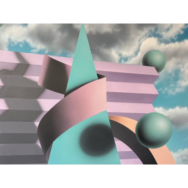 Postmodern Large 1980s Postmodern Geometric Abstract Acrylic on Canvas Painting by Jack McVey For Sale - Image 3 of 12