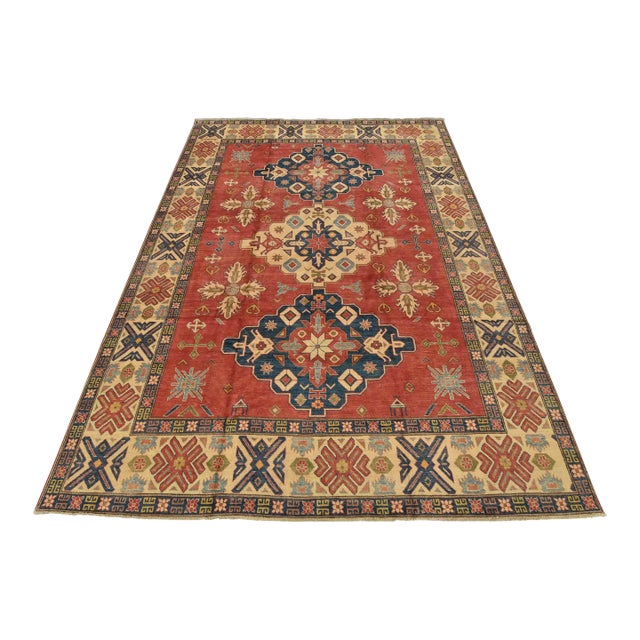 Kazak Rug 10’10” X 14’11” Red Wool Tribal Hand-Knotted Oriental Carpet For Sale