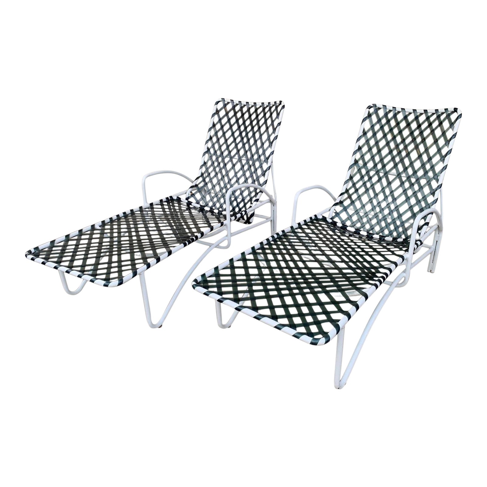 Vintage Brown Jordan Lido Vinyl Strap Chaise Lounges a Pair Chairish