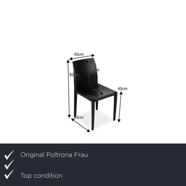 The Poltrona Frau chair set consists of four chairs, which are fully covered in black genuine leather. The special...