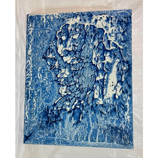Marco Schmidli 60x48 Blue Abstract Acrylic Painting on Canvas, Signed & Dated For Sale - Image 4 of 18
