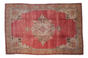 Vintage Distressed Oushak Rug - 7'4" X 11'