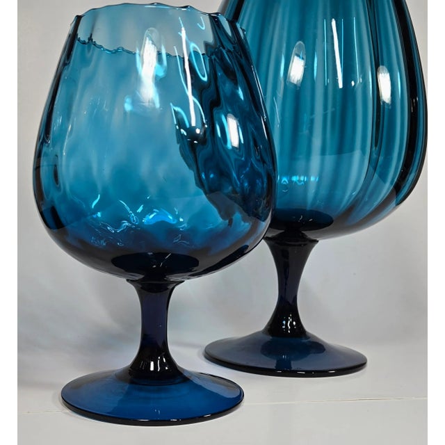 Deepest Aquamarine Vases- Set of Two For Sale - Image 12 of 16
