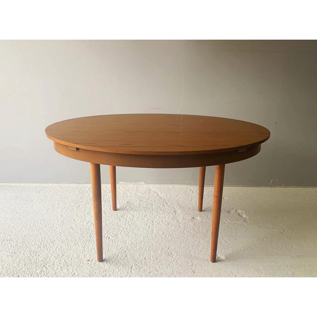 Brown Mid-Century Extending Dining Table in Teak Grain and Formica from Schreiber, 1960s For Sale - Image 8 of 11