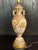 French Mid 20th Century French-Style Urn Lamp With Gilded Flowers and Original Lampshade For Sale - Image 3 of 12