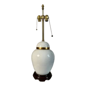1980s Marbro White/Gold Ginger Jar Table Lamp