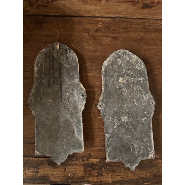 Metal Antique French Art Nouveau Copper-Clad Figural Applique Wall Plaques, Circa 1880 - 1920, Set of 2 For Sale - Image 7 of 9