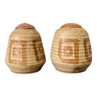 1980s Pair of Studio Pottery Salt and Pepper Shakers For Sale