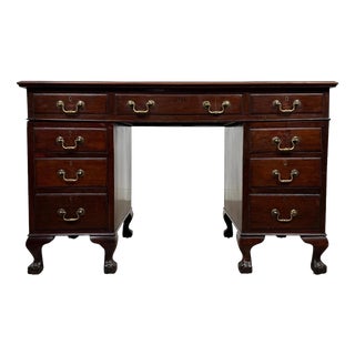 Antique Edwardian Mahogany Pedestal Desk, 1910 For Sale