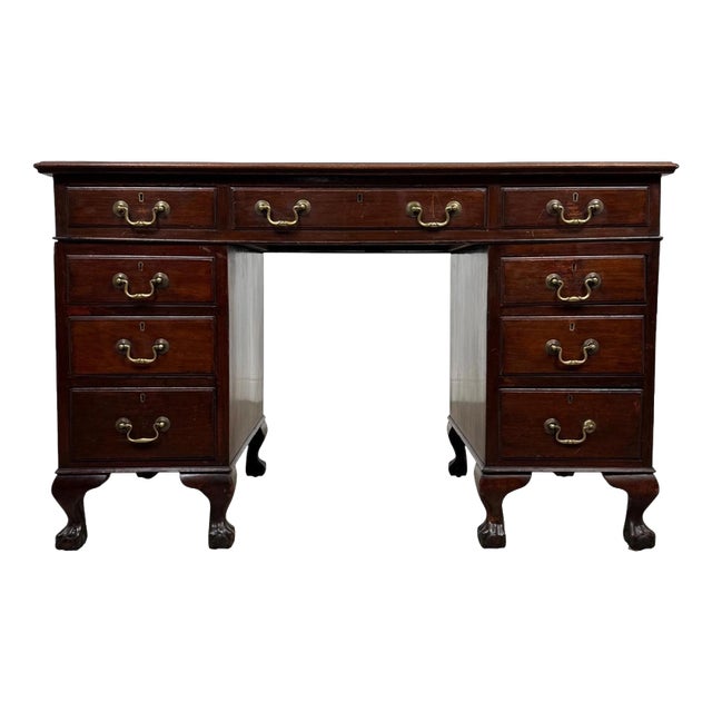 Antique Edwardian Mahogany Pedestal Desk, 1910 For Sale
