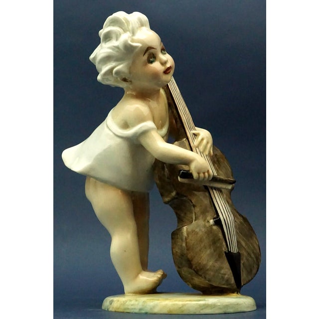 20th Century Child with Cello in Ceramic by Vincenzo Bertolotti, Italy For Sale - Image 3 of 18