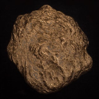 865 by Cor Oda | Oil with real metal pigments and resin Abstract textured rock shape on black background For Sale